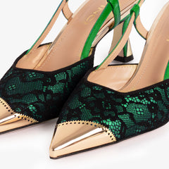 The Bali Green Leather Slingback Sandal - Vinci Leather