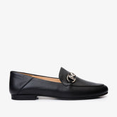 Luanda Black Leather Flat Shoe - Vinci Leather