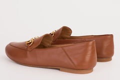 Luanda Tan Leather Flat Shoe - Vinci Leather