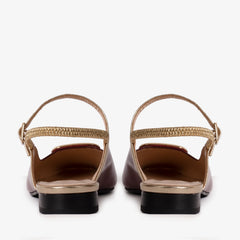 The Rosalinda Burgundy Patent Leather Flat Slingback Sandal - Vinci Leather