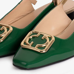 The Rosalinda Green Patent Leather Flat Slingback Sandal - Vinci Leather