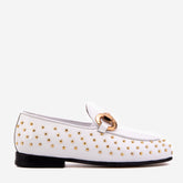 The Jupiter Shoe White Spike Leather Bit Dress Loafer Limited Edition Shoe - Vinci Leather
