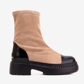 The Sorella Black Tip Beige black Suede Leather Women’s Boot - Vinci Leather