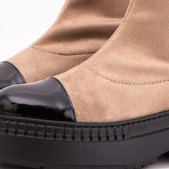 The Sorella Black Tip Beige black Suede Leather Women’s Boot - Vinci Leather