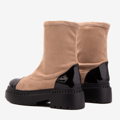 The Sorella Black Tip Beige black Suede Leather Women’s Boot - Vinci Leather