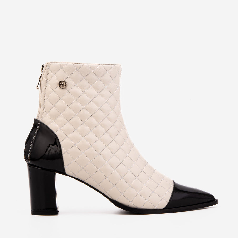 The Celeste Cream Black Quilted Leather Women’s Boot - Vinci Leather