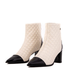 The Celeste Cream Black Quilted Leather Women’s Boot - Vinci Leather