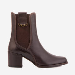 The Kensington Brown Leather Block Heel Women’s Mid-Calf Boot - Vinci Leather