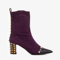 The Amethyst Studded Deep Purple Suede Leather Women’s Boot - Vinci Leather