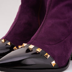 The Amethyst Studded Deep Purple Suede Leather Women’s Boot - Vinci Leather