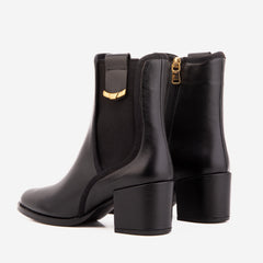 The Kensington Black Leather Block Heel Women’s Mid-Calf Boot - Vinci Leather