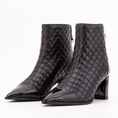 The Celeste Black Tip Quilted Leather Women’s Boot - Vinci Leather