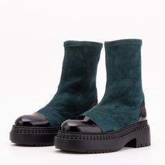 The Sorella Deep Teal Suede Leather Women’s Boot - Vinci Leather