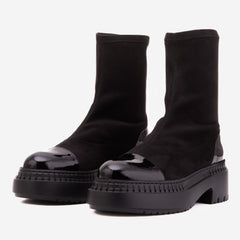 The Sorella Black Tip Suede Leather Women’s Boot - Vinci Leather