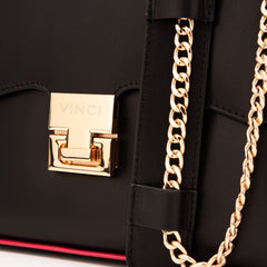 The Ege Black Leather Handbag - Vinci Leather