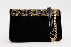 The Bolu Black Glitter Leather Handbag - Vinci Leather