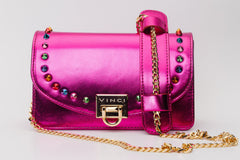 The Caris Fuchsia Leather Handbag - Vinci Leather