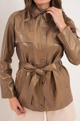 The Vesara Brown Genuine Leather Jacket - Vinci Leather
