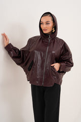 The Marvella Burgundy Leather Jacket - Vinci Leather