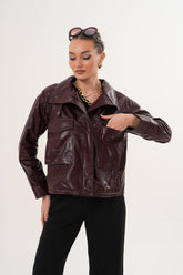 The Ravelyn Burgundy Leather Jacket - Vinci Leather
