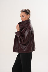 The Ravelyn Burgundy Leather Jacket - Vinci Leather