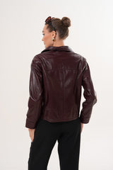 The Ravelyn Burgundy Leather Jacket - Vinci Leather