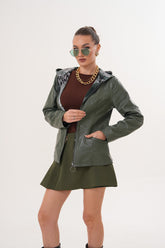 The Avelyn Reversible Olive Green Leather Jacket - Vinci Leather