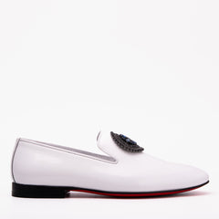 The Pombe White Patent Leather Dress Slip-on Loafer Shoe - Vinci Leather