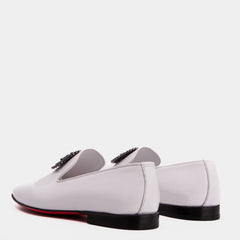 The Pombe White Patent Leather Dress Slip-on Loafer Shoe - Vinci Leather