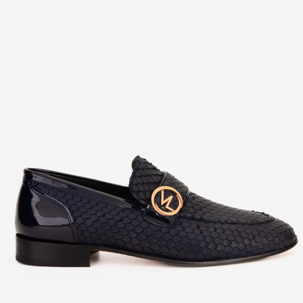 The Monarch Navy Blue Leather Dress Shoe - Vinci Leather