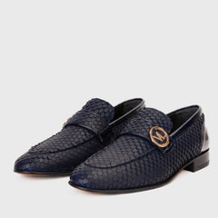 The Monarch Navy Blue Leather Dress Shoe - Vinci Leather