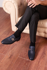 The Monarch Navy Blue Leather Dress Shoe - Vinci Leather