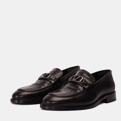 Amsterdam Black Bit Loafer Shoe - Vinci Leather