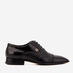 The Rockwell Handmade Black Leather Cap Toe Oxford Shoe - Vinci Leather