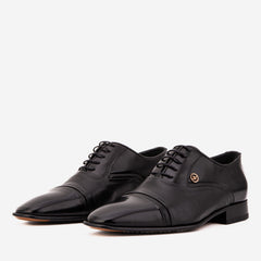 The Rockwell Handmade Black Leather Cap Toe Oxford Shoe - Vinci Leather