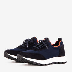 The Berlin Navy Suede Leather Sneaker - Vinci Leather