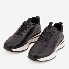 The Modena Black Leather Sneaker - Vinci Leather