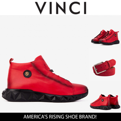 The Vertex Red Leather Men's Sneaker - Vinci Leather