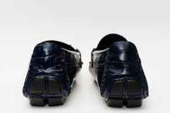 The Pisa Navy Blue Leather Bit Drive Loafer Shoe - Vinci Leather
