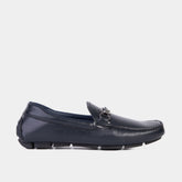 Pavia Navy Blue Leather Bit Drive Loafer Shoe - Vinci Leather