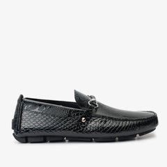 The Bologna Black Leather Bit Drive Loafer Shoe - Vinci Leather