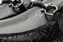 The Bologna Black Leather Bit Drive Loafer Shoe - Vinci Leather