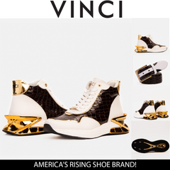 Bellagio White Gold Leather High-Top Sneaker - Vinci Leather
