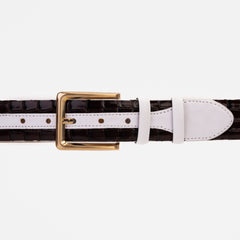 The Bellagio Brown White Leather Belt - Vinci Leather