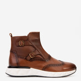 The Stealth Wingtip Buckle Tan Leather Boot - Vinci Leather