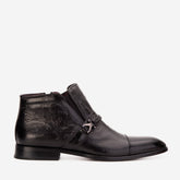 The Dallas Black Leather Bit Ankle Zip-Up Dress Boot - Vinci Leather