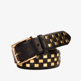 The Mackenzie Black Gold Woven Leather Belt - Vinci Leather