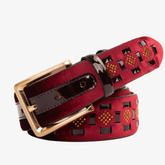 The Vicino Burgundy Leather Belt - Vinci Leather