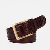 The Bethesda Burgundy pythn Sneak Leather Belt - Vinci Leather