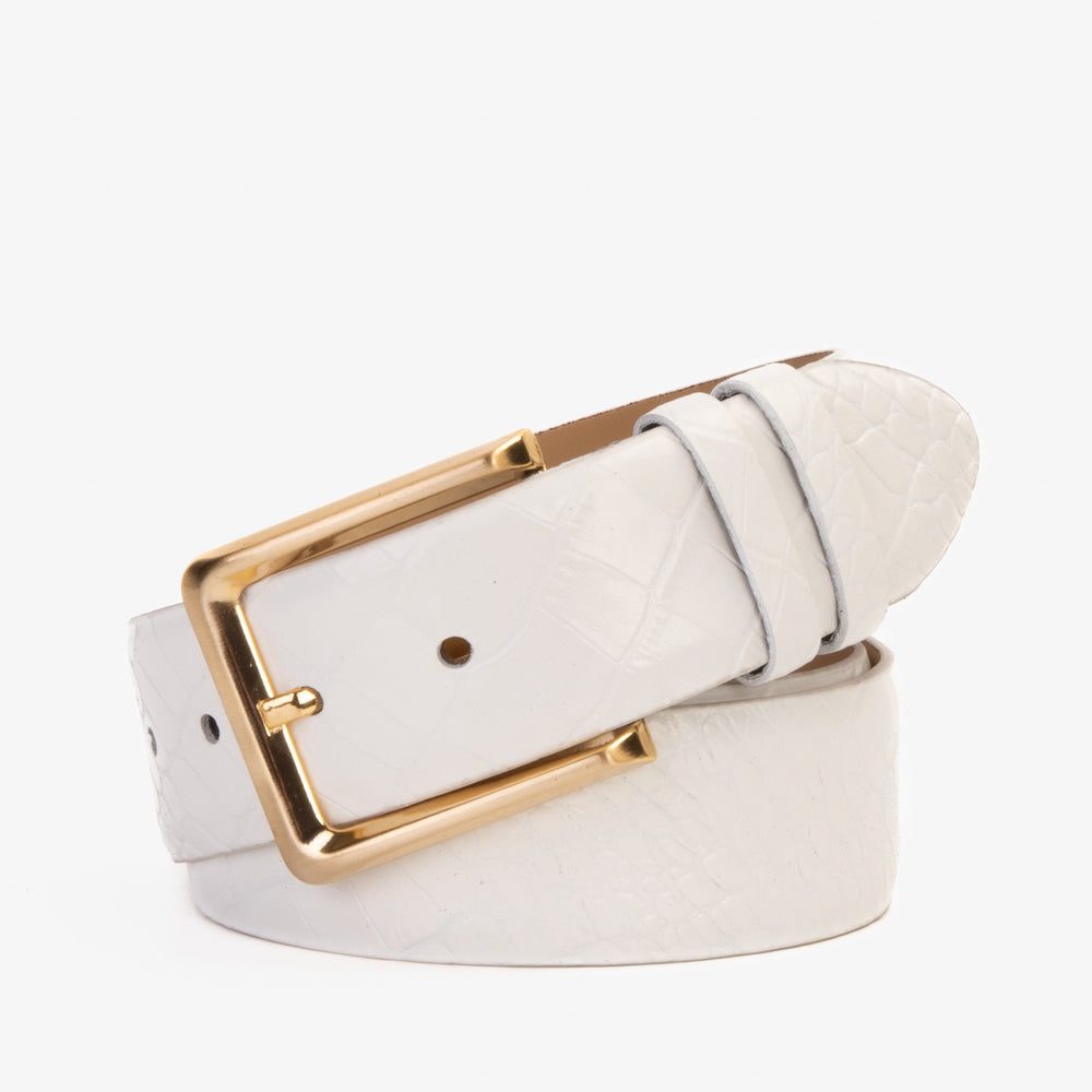The Monaco White Leather Belt - Vinci Leather
